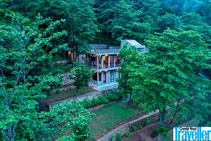 This two-villa affair in the forests above Rishikesh is perfect for the summer